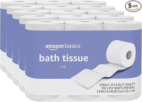 Amazon Basics 2-Ply Toilet Paper, 30 Rolls
