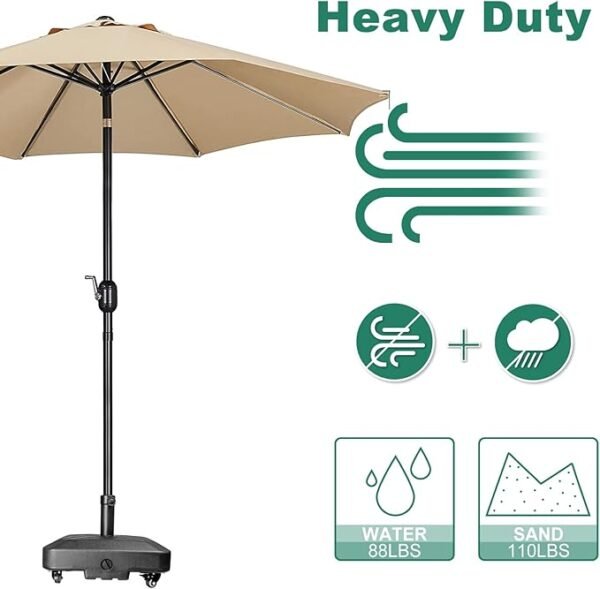 Patio Umbrella Base Heavy Duty with Wheels Square Market Stand - Image 4