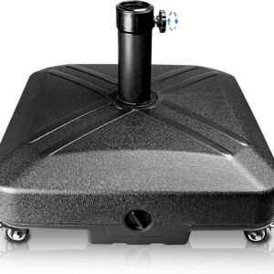 Patio Umbrella Base Heavy Duty with Wheels Square Market Stand
