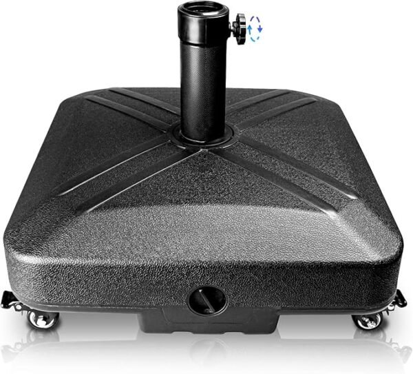 Patio Umbrella Base Heavy Duty with Wheels Square Market Stand