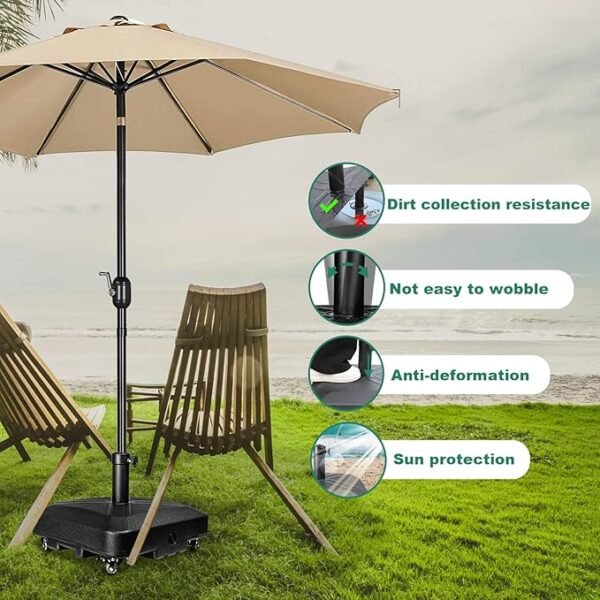 Patio Umbrella Base Heavy Duty with Wheels Square Market Stand - Image 3